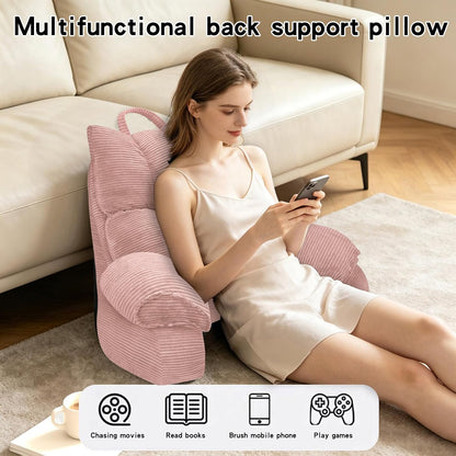 Reading Pillow for Bed with Arms, Back Support, Memory Foam（Grey Black） | Reading Pillow for Bed with High Arm Rests, Back Support Pillow for Sitting Up, Shredded Memory Foam for Reading, TV & Gaming