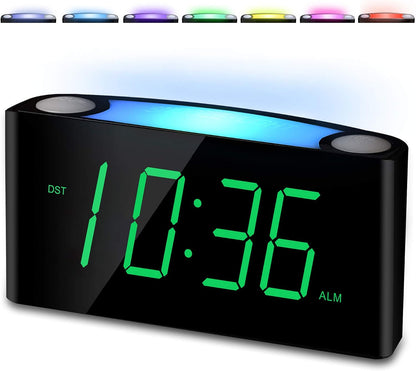 Extra Loud Vibrating Alarm Clock with Bed Shaker for Heavy Sleeper Deaf Hard of Hearing, Large LED Display Digital Clock for Bedroom,Dimmer,Night Light,USB Phone Charger,Battery Backup,Senior Teen Kid