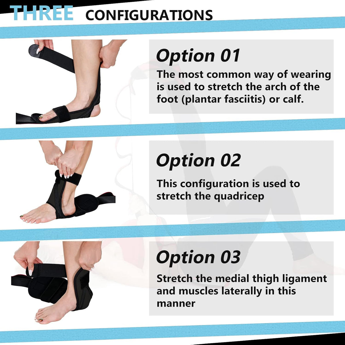 Foot and Calf Fascia Stretcher for Plantar Fasciitis, Physiotherapy Stretching Strap, Yoga Stretch Strap Improves Strength and Relief to Heel Spurs, Calf, Thigh and Hip (Red)
