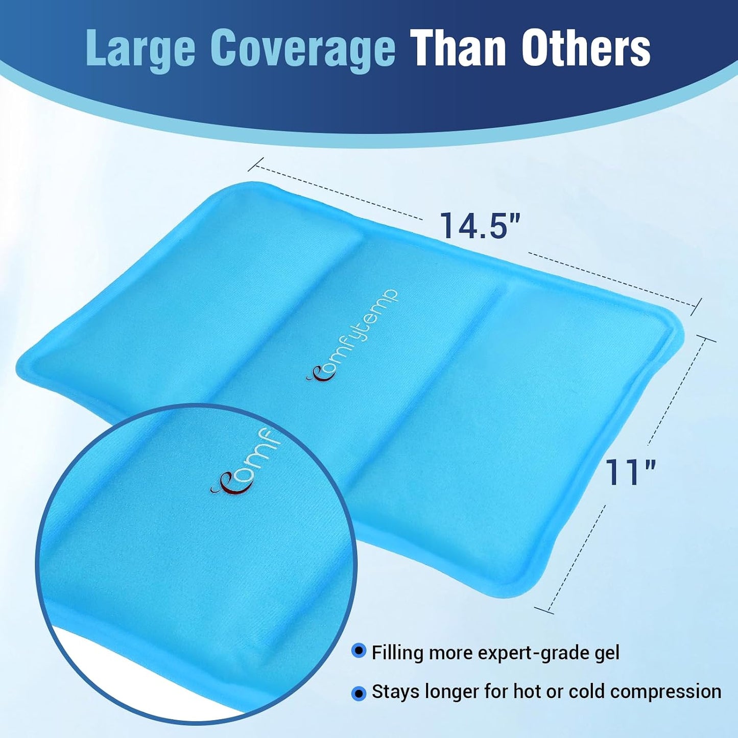 Comfytemp Gel Ice Packs for Injuries Reusable, FSA Eligible HSA, Hot Cold Compress Soft Ice Packs, Pain Relief for Ankles, Knees, Wrist, Shoulders, Back and More, Recovery Items for Men Women, 2Packs