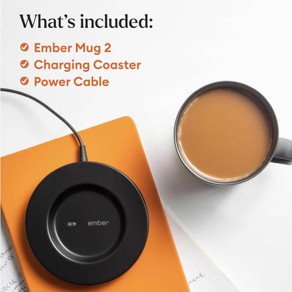 Ember Temperature Control 14oz Smart Mug 2, App-Controlled and Rechargeable Heated Coffee Cup Warmer with Intelligent LED Display, Sage Green.