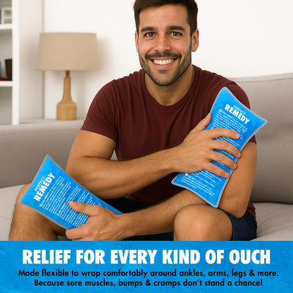 Perfect Remedy Gel Ice Packs for Injuries with Strap Cover, Flexible Hot Cold Compress, Soothing Soft Ice Packs for aid in Injuries Conditions, Alternative to Hot Water Bottles (Blue, Regular)