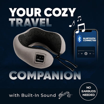 Bluetooth Music Semicircular Neck Pillow Wireless Bluetooth Speaker Suitable Airplane,Bus,Train,Car,Office,and Outdoor Camping for Sleeping, Resting The Best Travel Essentials. (Black)