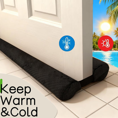 Under Door Draft Stopper, Draft Stopper for Bottom of Door, Adjustable 30-36 Inch Door Draft Blocker, Under Door Gap Filler, Easy Install Door Seal, Helps Reduce Drafts, Noise and Heat Loss Black