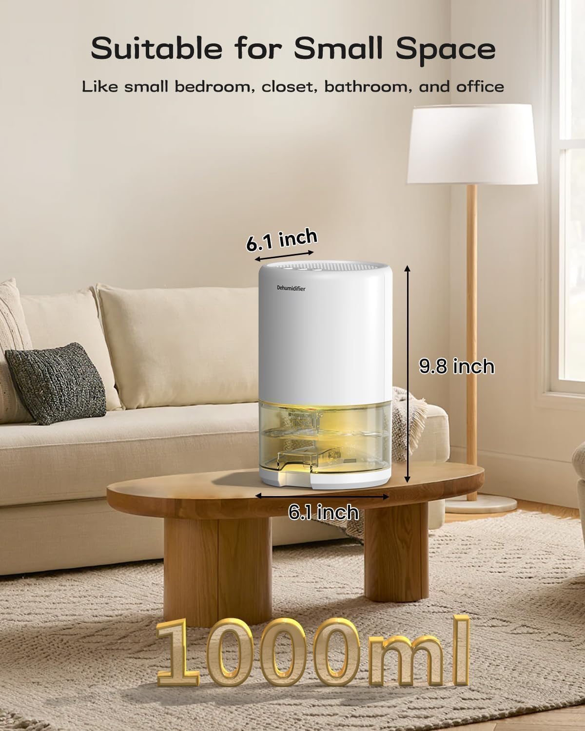Dehumidifier, 35 oz Small Dehumidifiers for Home, Bathroom, Bedroom, Rooms, Ultra-Quiet with Sleep Mode, 7 Color Lights & Auto Shut Off, Compact & Portable for Closet, RV, Basement, Energy Saving