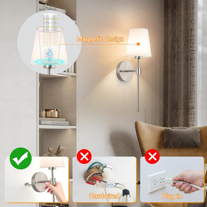 Nekhung Battery Operated Wall Sconce, Peel and Stick Sconces Set of 2