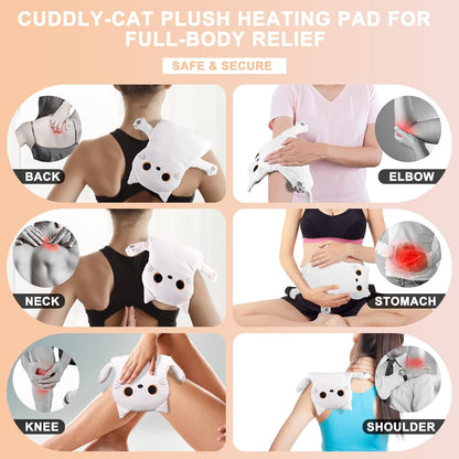 Microwave Heating Pad for Period Cramps Pain Relief, 16"×12", Grey Cat