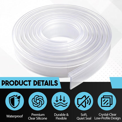 Lineshading 2 Pack Vinyl Shower Door Bottom Seal, 36-inch Shower Door Bottom Sweep Strip, Clear(3 Horizontal Bars)