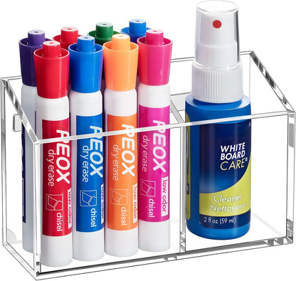BEYGORM Magnetic Dry Erase Marker Holder for Whiteboard & Refrigerator | Non-slip Acrylic Pen Holder for Classroom, Fridge Magnet, Locker Organizer Accessories, Teacher & School Supplies(Black)