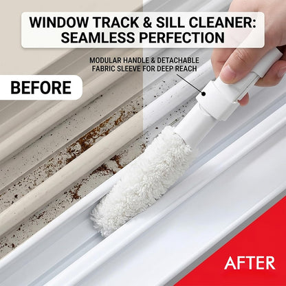 Home Detail Cleaning Kit, Crevice Cleaning Brush, 5-in-1 Detail Duster, Replacement Pads, Microfiber Sleeves and Storage Bag for Window Tracks, Air Vents, Kitchen and Bathroom