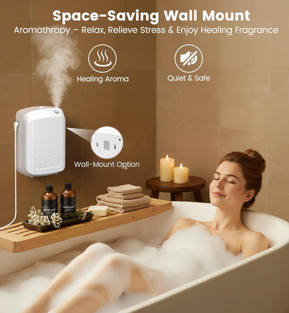 XEITIN Waterless Essential Oil Diffuser 3000 Sq.Ft Coverage for Large Home Hotel Office, 400ml Cold Air Scent Machine, Bluetooth App Control, No-Noise Aroma Diffuser Wall Mount Gift for Her