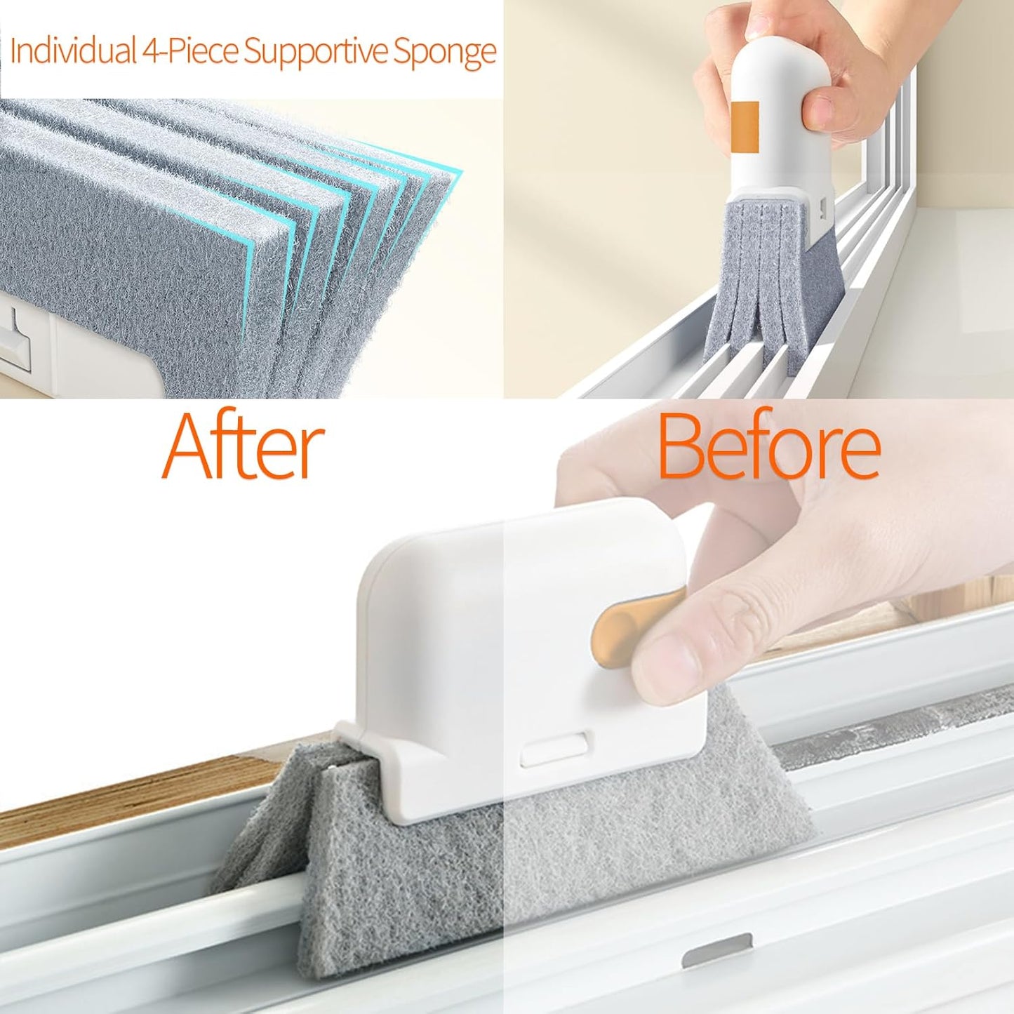 Window Sill Cleaner Tool - 14 Pcs Magic Door Window Track Cleaning Tool Kit | Sliding Door Track Cleaner Groove Crevice Cleaning Brush for Door/Sill/Corners/Sinks/Shutter/Tile/Blinds