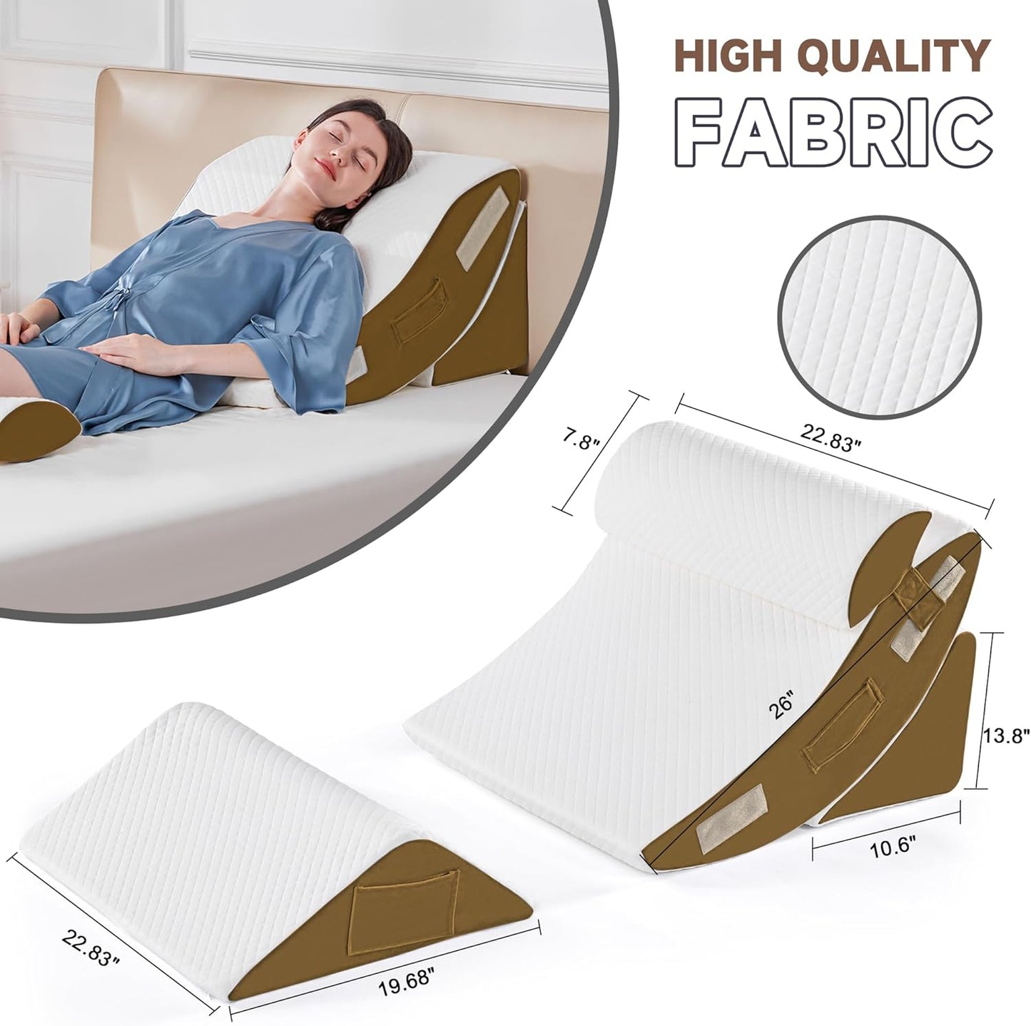 Yojoker Leg Elevation Pillows for Swelling, Memory Foam Wedge Pillow for Legs Blood Circulation, Leg Elevation Pillows for After Surgery, Knee Wedge Pillow for Sleeping Back Hip Ankles Relief