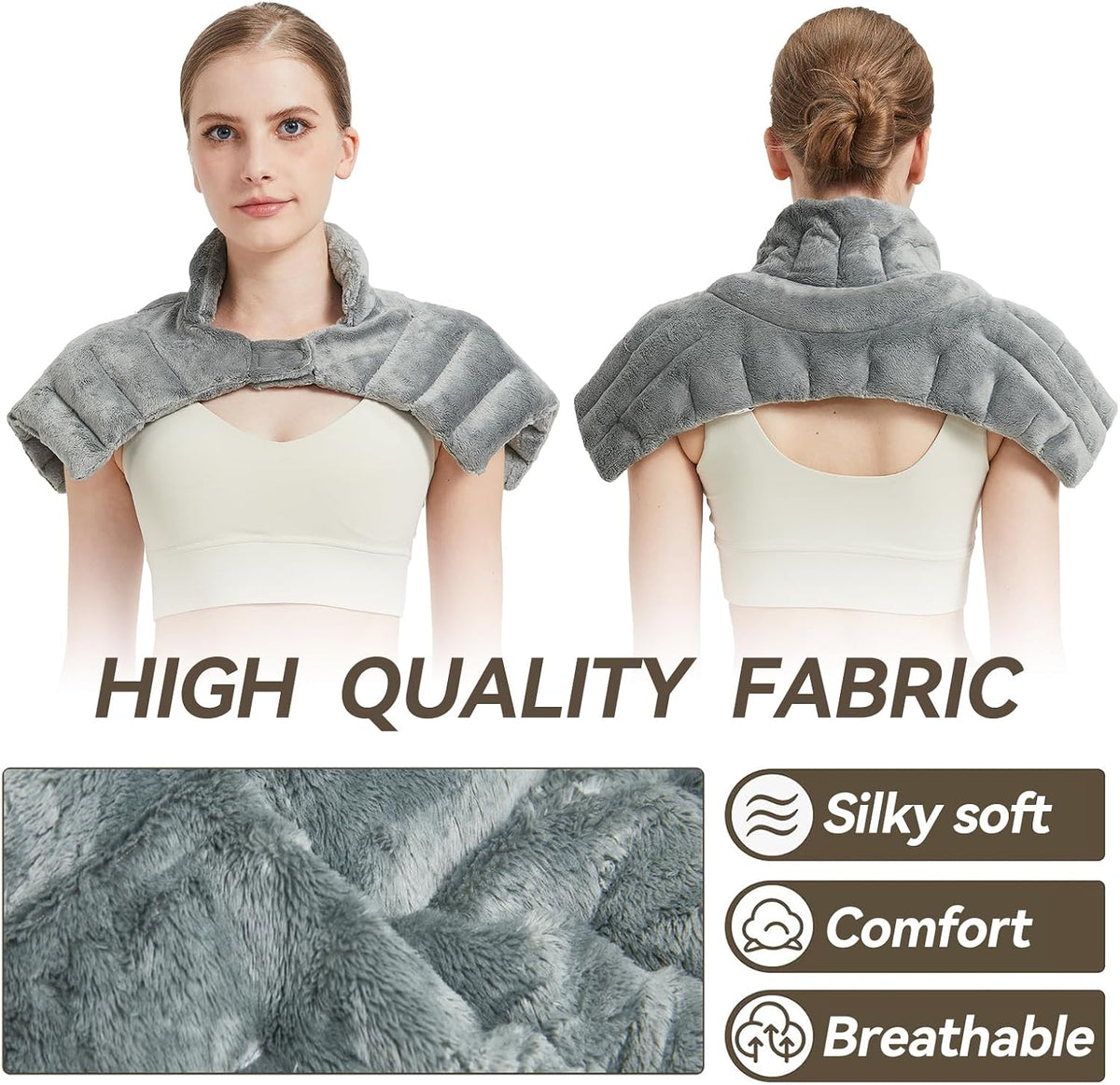 Microwavable Heating Pads, Microwave Heating Pad for Neck and Shoulders, Heated Neck Wrap, Wearable Neck Warmer Microwavable, Hands-Free Weighted Shoulder Wrap for Relax and Soothing