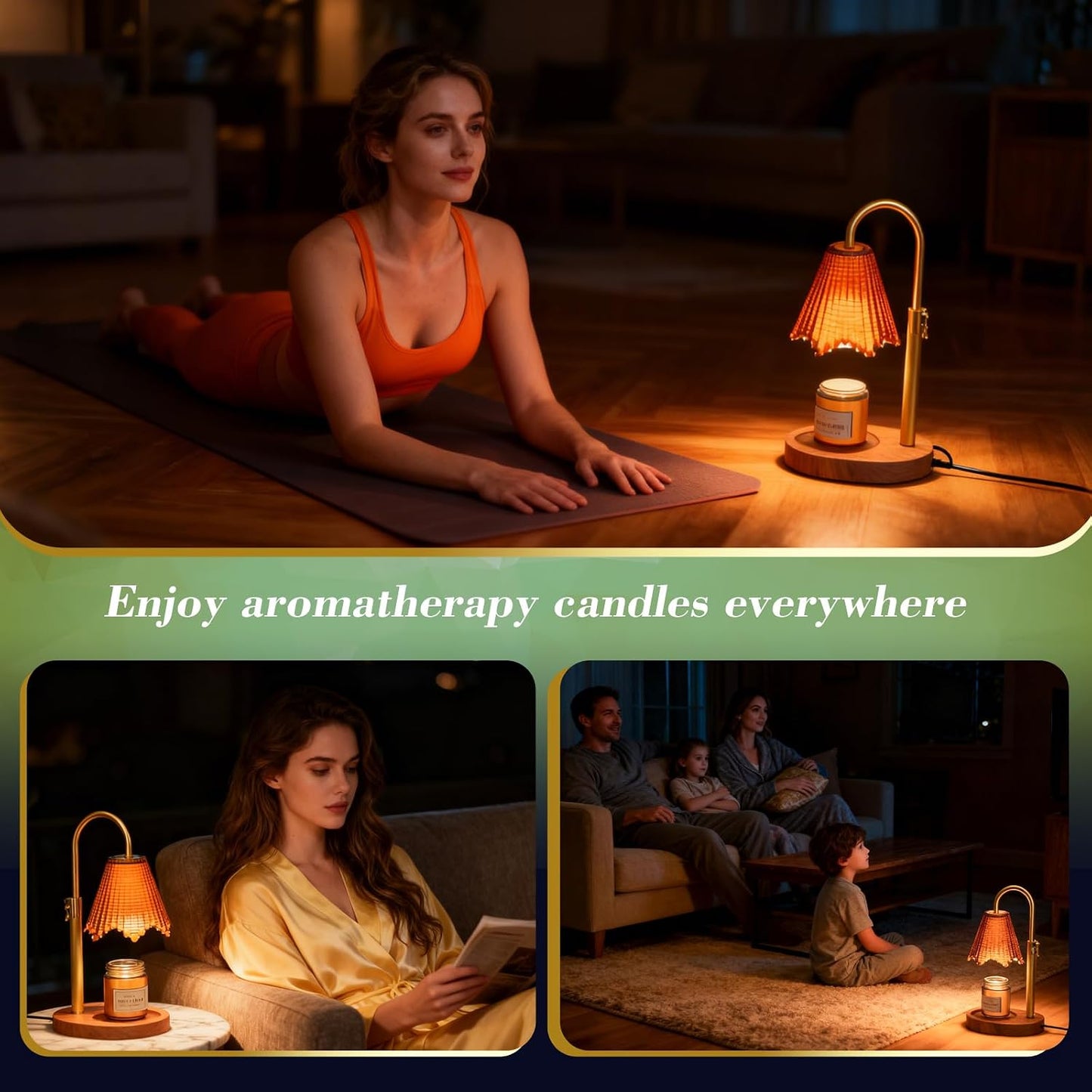 Flower Candle Warmer Lamp,Adjustable Timer & Dimmer(Black2) | Adjustable height fits jars. Timer & dimmer safe melt. 2 bulbs & heat-proof base. Perfect for bedroom, office, or gifting.