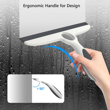Shower Squeegee for Glass Doors & Walls - 10" Squeegee with Adhesive Hook - Pack of 2/Gray