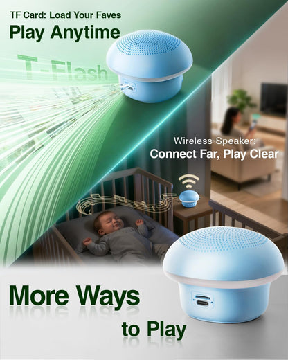 Portable White Noise Sound Machine for Baby Kids Adults, 20 Natural Soothing Sounds, 48H Battery Playback, 30 Volume Levels, 3 Timers, Memory Function & Soft Night Light for Sleep, Home, Travel, Mini