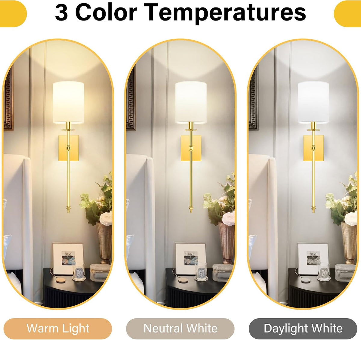Battery Operated Wall Sconces Set of 2, Rechargeable Sconces with Remote