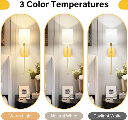Battery Operated Wall Sconces Set of 2, Rechargeable Sconces with Remote