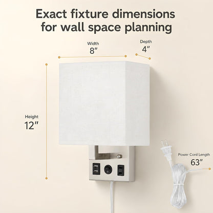 Vrisa Wall Sconces Wall Lamps for Bedrooms Set of 2 Plug in Bedside Lights Wall Mounted with USB Ports Outlet Wall Light Fixtures for Bedroom Living Room Black (2 Bulbs Included)