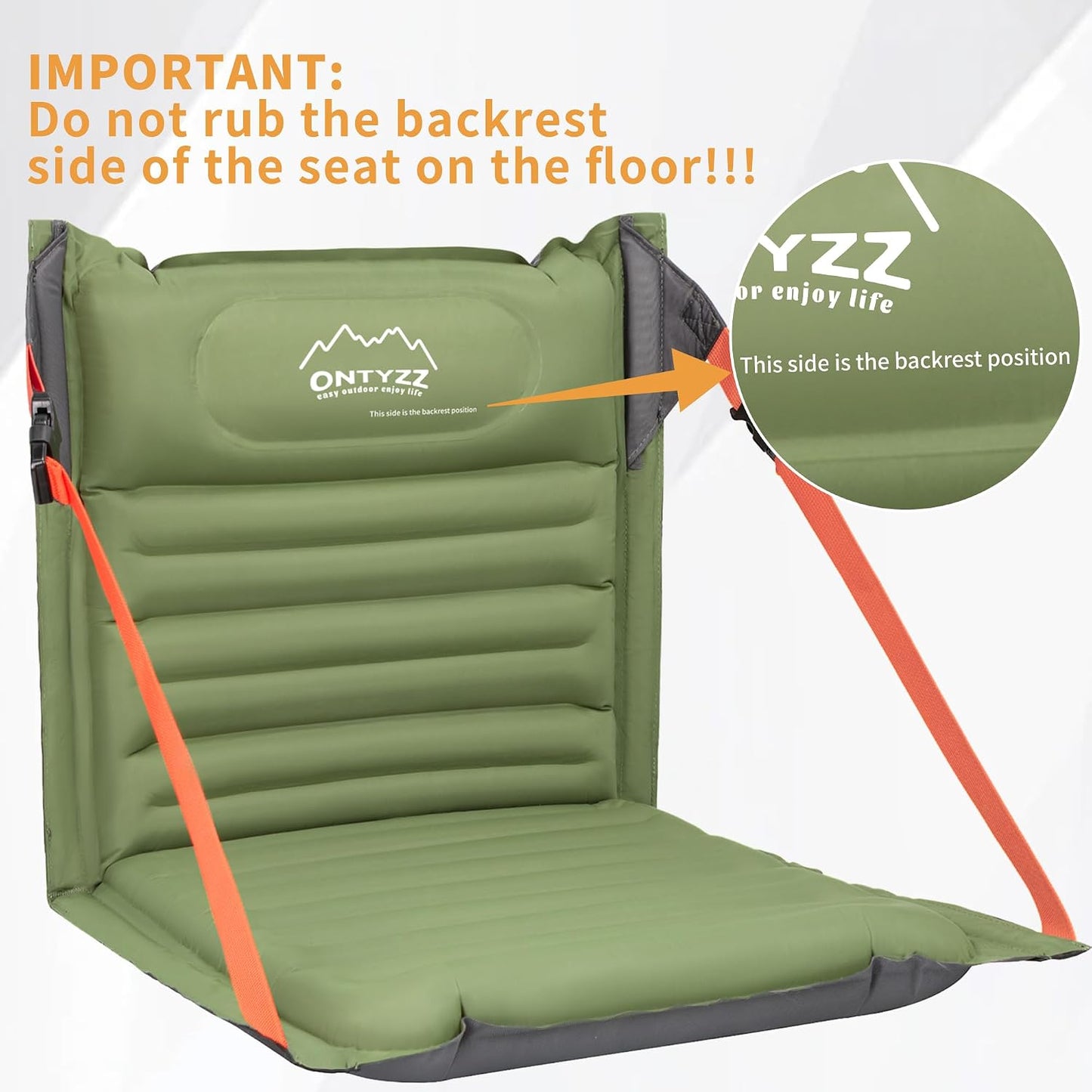 Stadium Seats with Back Support Inflatable Portable Folding Seat | Waterproof Cushion with Backrest for Sports Events Stadium and Camping, Black Heated Version
