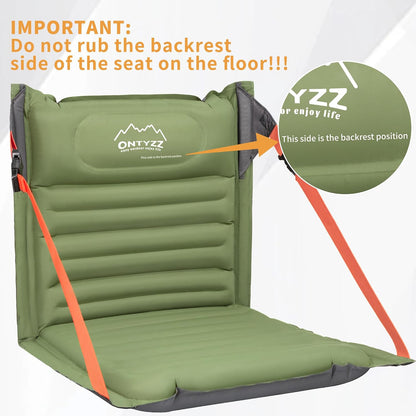 Stadium Seats with Back Support Inflatable Portable Folding Seat | Waterproof Cushion with Backrest for Sports Events Stadium and Camping, Black Heated Version