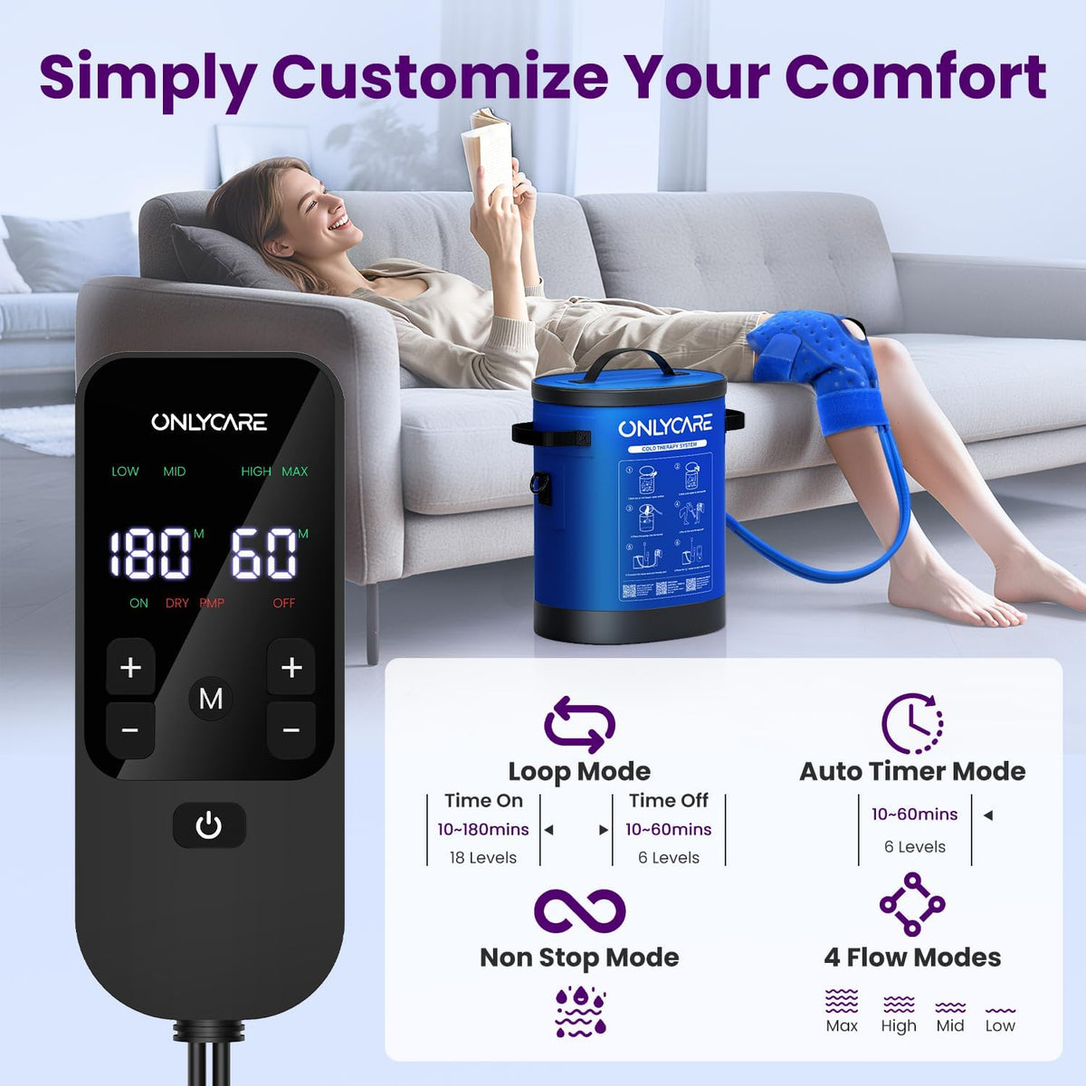 ONLYCARE Cold Therapy Machine, Ice Machine for Knee After Surgery