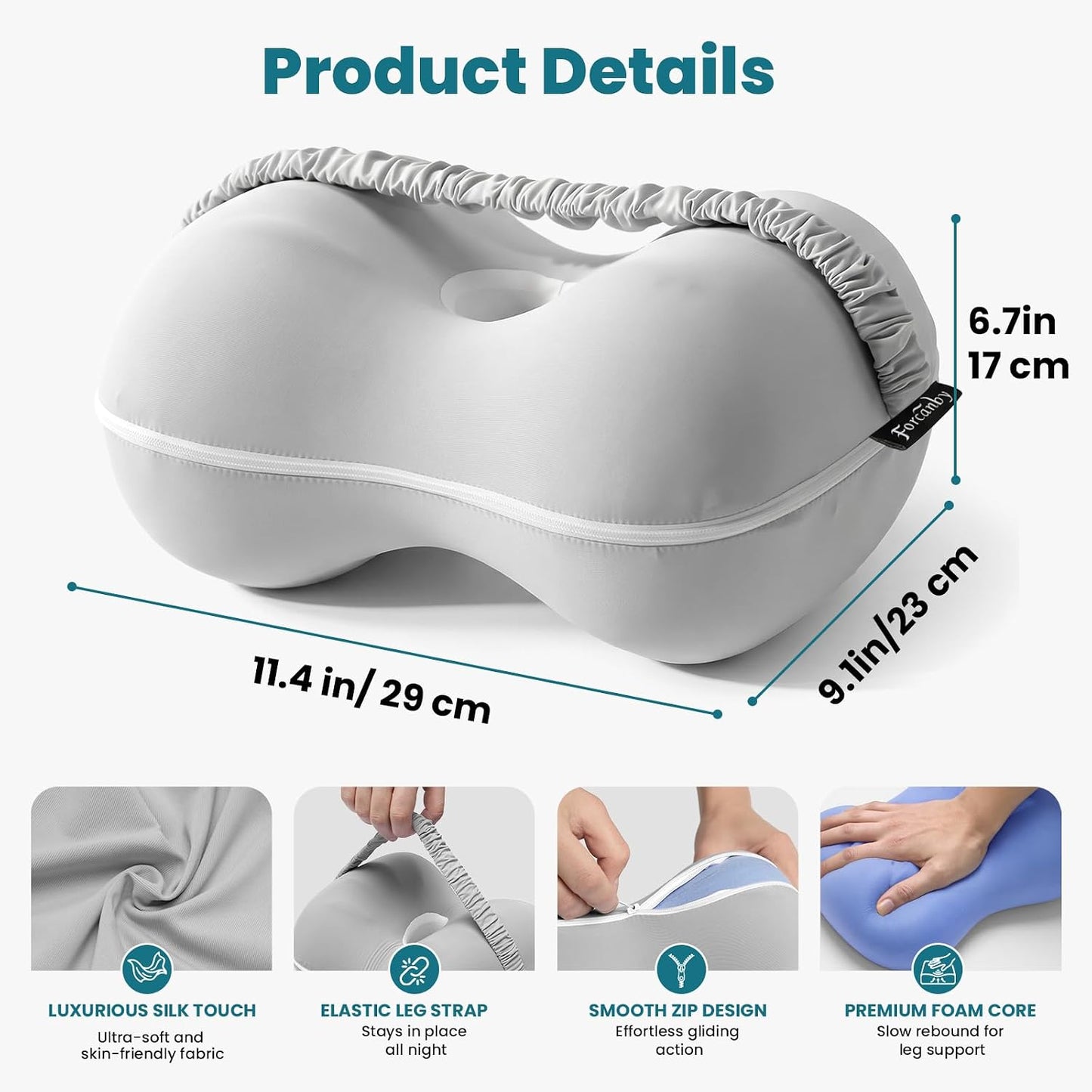 Knee Pillow for Side Sleepers - Smooth Spine Alignment Pillow, Memory Foam Knee Pillows for Back Hip Pain, Spine Aligning, Sciatica, Surgery Recovery, Pregnancy