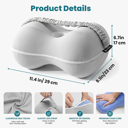 Knee Pillow for Side Sleepers - Smooth Spine Alignment Pillow, Memory Foam Knee Pillows for Back Hip Pain, Spine Aligning, Sciatica, Surgery Recovery, Pregnancy