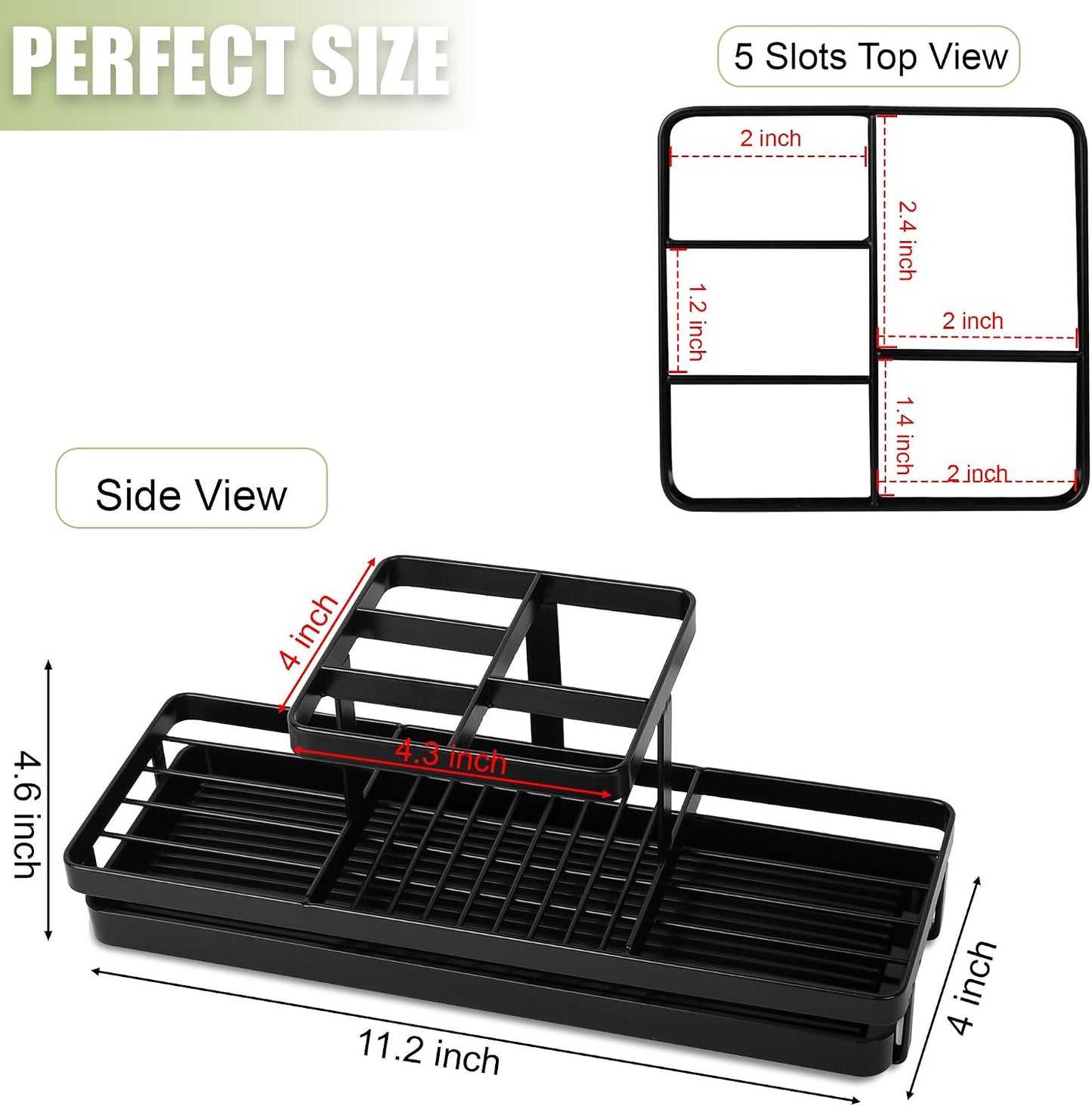 Toothbrush Holders Toothpaste Organizer Bathroom Accessories, Matte Black | Carbon Steel, 4 Slots, Removable Drip Tray, Easy to Clean, Electric Toothbrush Storage, for Countertop, Shower, Sink