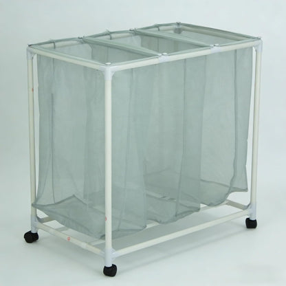 Rolling laundry sorter cart 3 Bag Rolling Laundry Sorter Cart with Removable Mesh Bags, Rust-Proof PVC Frame Laundry Hamper on Casters