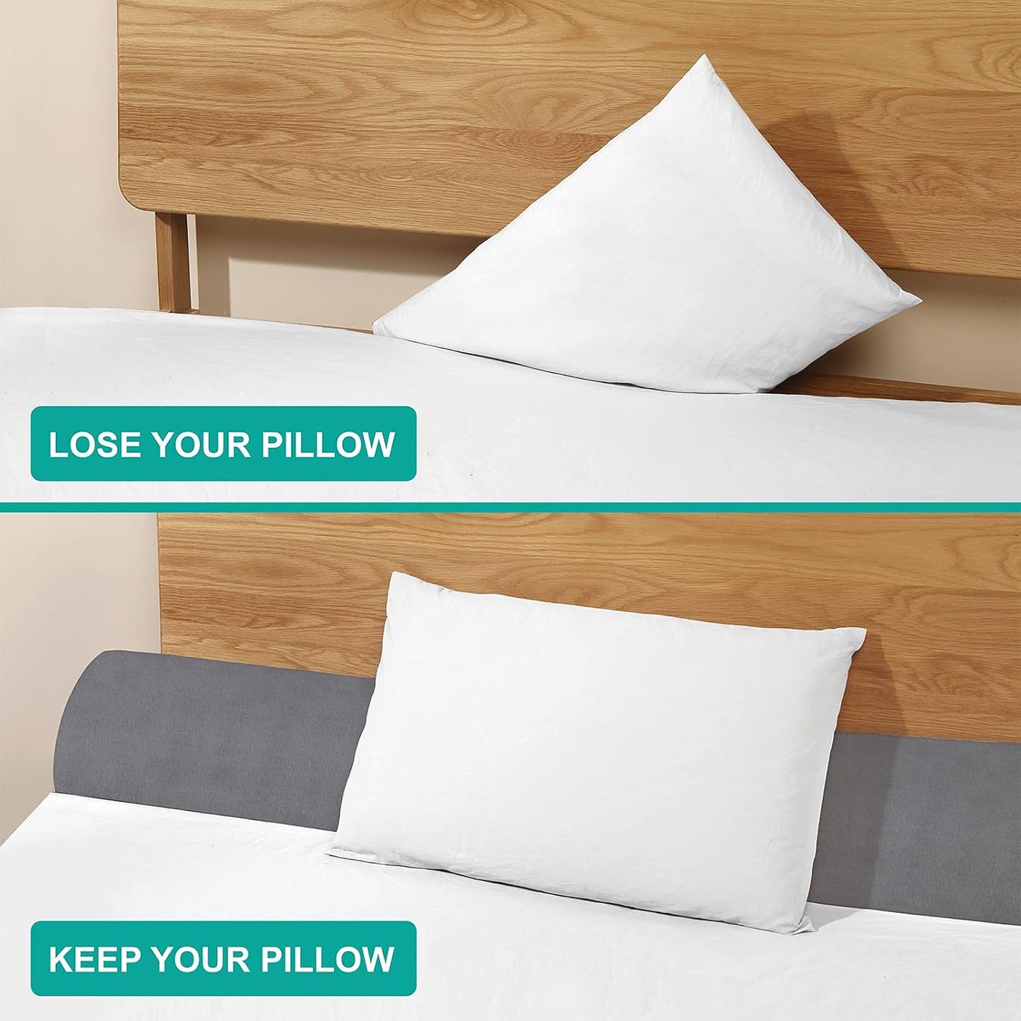 Vekkia 34" Extra-Long Wedge Pillow,7.5" Bed Wedge Pillow for Sleeping,White | Pillow Wedge Back Support for After Surgery, Idea for Acid Reflux,Snoring Relief,Removable Washable Cover&Double Side Pockets