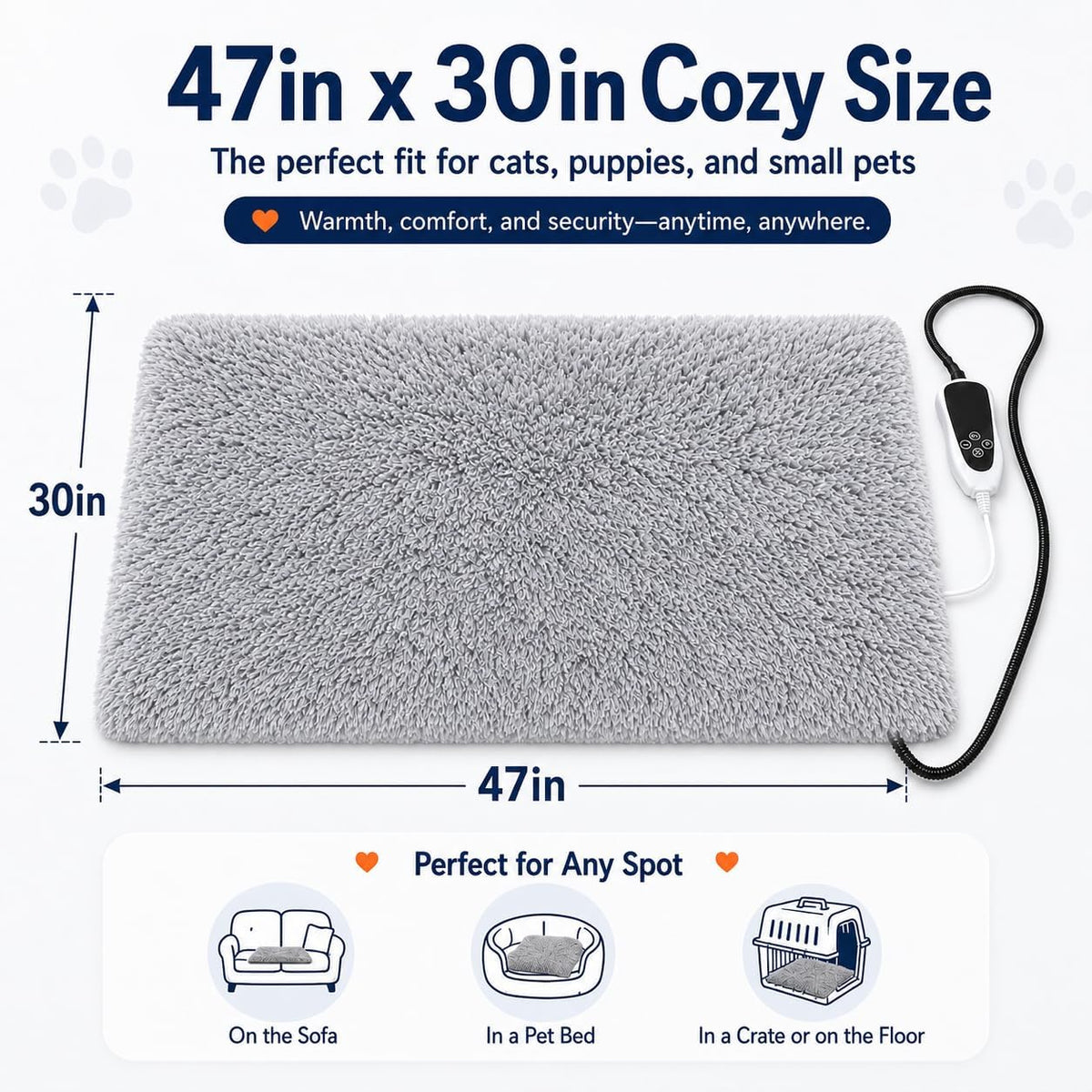 GOLOPET Cat Heating Pad with Normally Open Function，UL Dual Certification