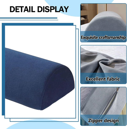Half Moon Bolster Pillow for Legs, Knees, Lower Back and Head, Lumbar Support Pillow for Bed, Sleeping | Semi Roll for Ankle and Foot Comfort - Machine Washable Cover(@10,42x18x10cm/16.5x7x4in)