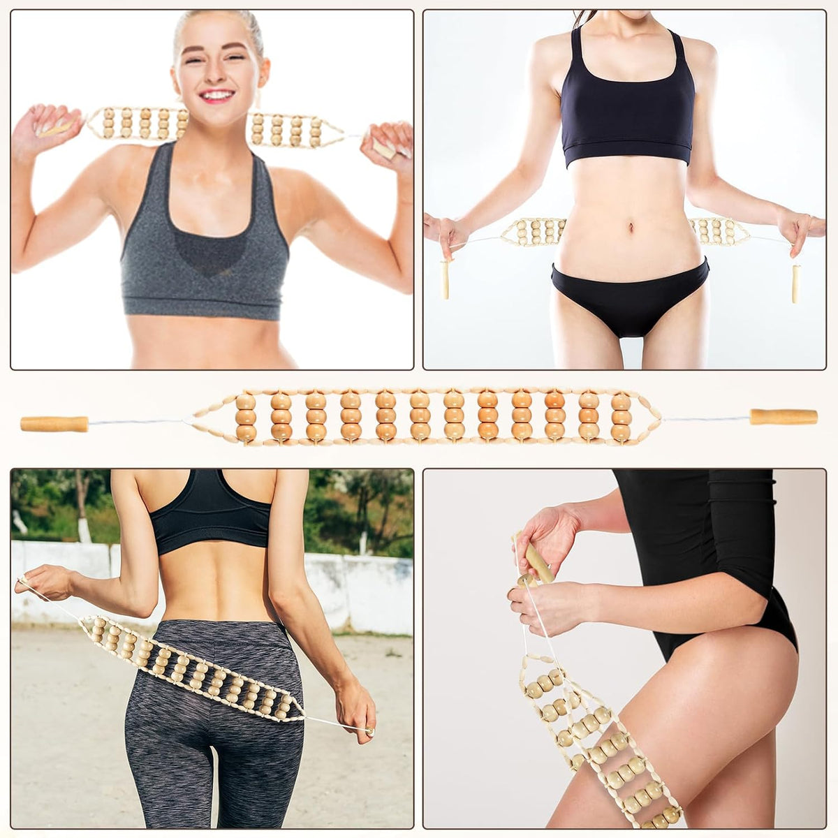 3 in 1 Wood Therapy Massage Tools Maderoterapia Kit Lymphatic Drainage Massager Gua Sha Wooden Massage Tool Body Sculpting Tools for Body Contouring and Shaping, Muscle Pain Relief, Anti-Cellulite