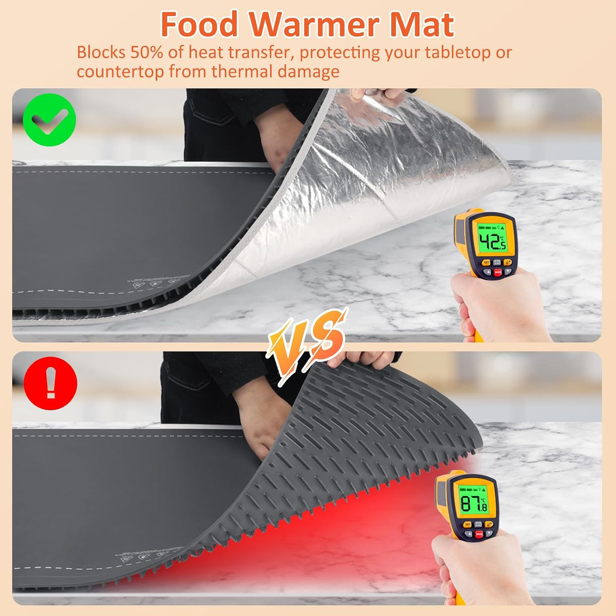 Warming Mat for Food,36"x16" Large Food Warmer Mats for Countertop (Gray)