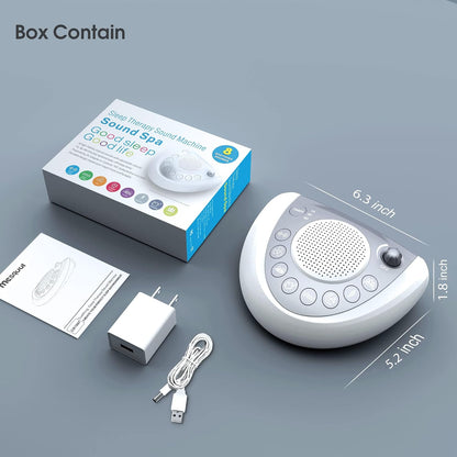 Mesqool Portable White Noise Machine with 24 Soothing Sounds for Sleep | Timer and memory function, headphone jack, USB charging, and AC or battery power for babies, kids, adults and travel