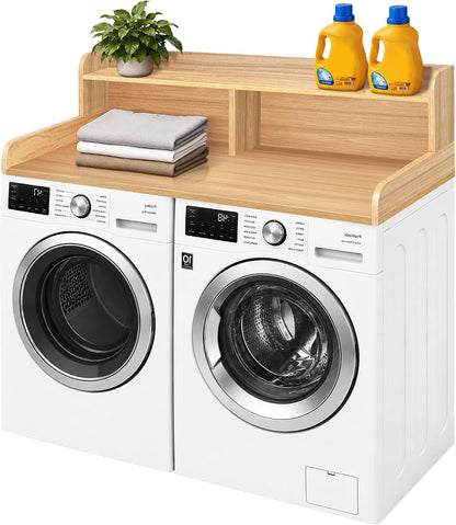 Royxen Laundry Countertop with Storage Universal Fit, Washer and Dryer Countertop with Shelf, Laundry Room Storage, 2-Tier Shelf (Oak)