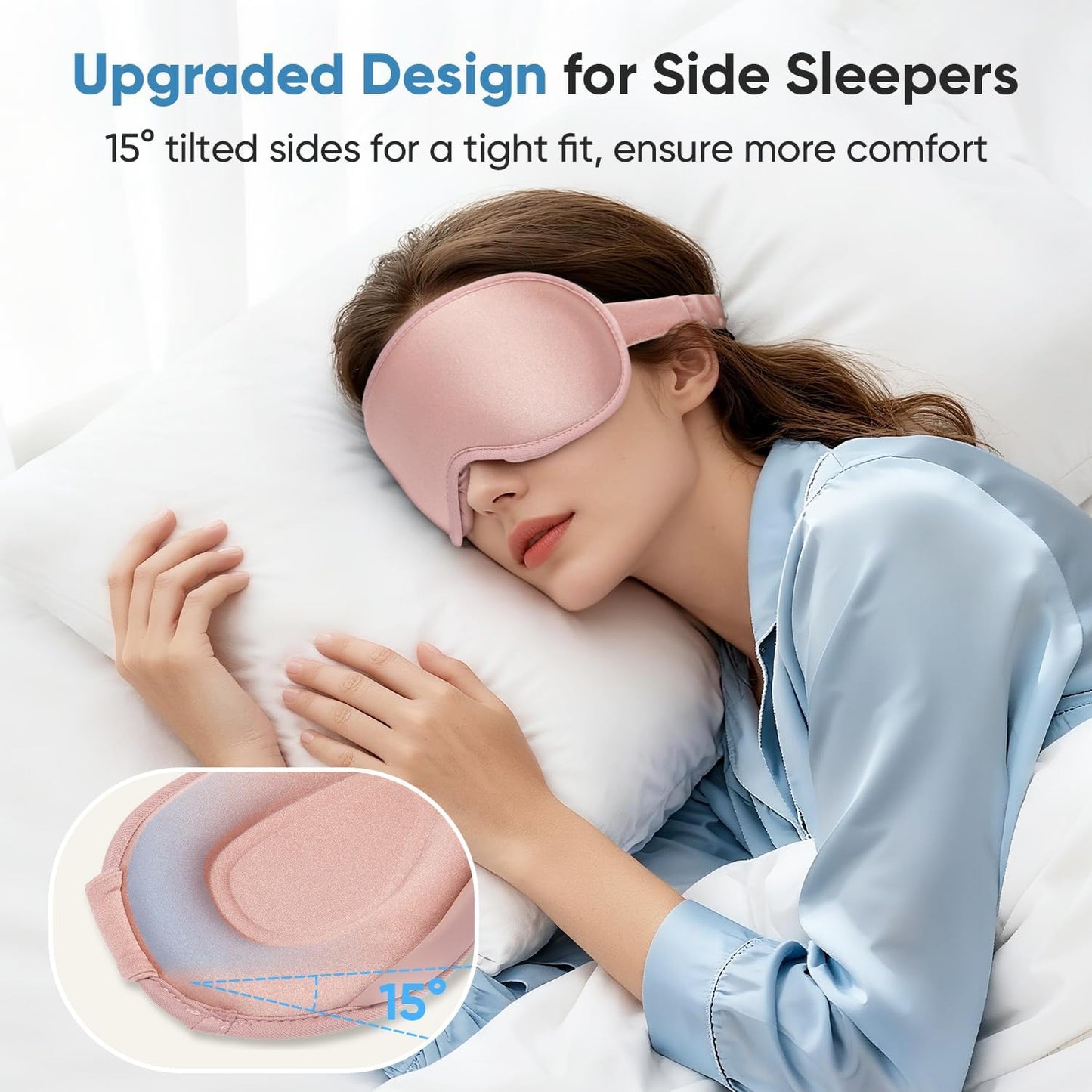 Weighted Eye Mask for Sleeping - Sleep Mask for Women & Men, 3D Contoured Blackout Sleeping Mask for Lash Extensions, Zero Pressure Soft Eye Cover with Adjustable Strap for Travel