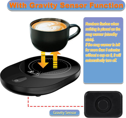 50W Mug/Candle Warmer, Smart Coffee Warmer for Desk, 5 Temp Levels & 1-12H Timing Auto Shut Off, Enlarged Heating Plate Suitable for Most Cups, Gift for Your Friends and Family