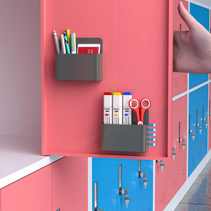 Marbrasse Magnetic Dry Erase Marker Holder,Pen and Eraser Holder for Whiteboard，Magnet Pencil Cup Utility Storage Organizer for Office, Refrigerator, Locker and Metal Cabinets (2 Pack)