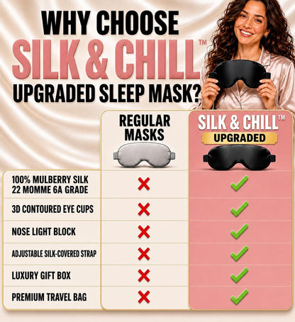 Silk & Chill™ 22 Momme Mulberry Silk Sleep Mask, 3D Eye Mask, Black
