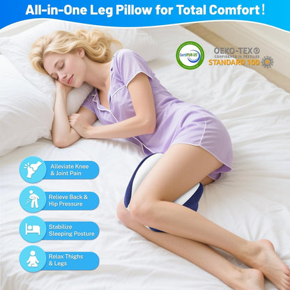 Knee Pillow for Side Sleepers, Leg Pillow with Cooling Cover, Memory Foam Body Pillow for Side Sleeping, Heart-Shape Cushion for Hip, Back & Sciatica Pain Relief, Grey