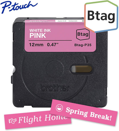 Brother Genuine P-Touch Btag BTAG231 Black on White Label Tape ~1/2in by 13.1ft (12mm x 4m). (Works Only with Brother PT-N10, PT-N20, PT-N25BT Label Makers)