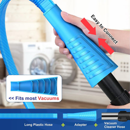 Sealegend 2 PCS Dryer Vent Cleaner Kit, Dryer Lint Vacuum Attachment&Brush | Blue Dryer Vent Vacuum Hose Dryer Lint Remover Brush for Dryer and Washer,Deep Traps Cleaning Tool Fits Most Vacuums