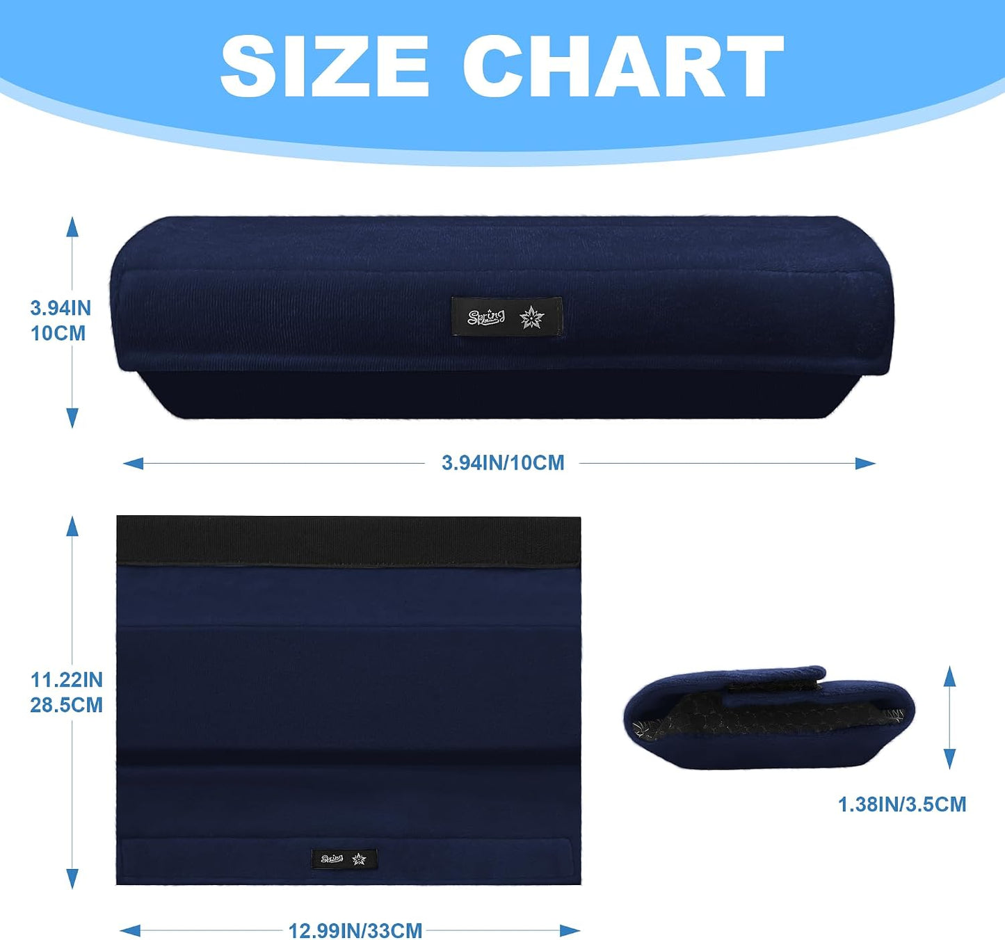 SPRING SEAON Wheelchair Accessories Armrest Covers, Memory Foam Pads, Pair | Short Plush Surface, Non-slip Bottom, Washable Covers, Wide Hook-and-loop Straps, For Transport, Office, And Gaming Chairs