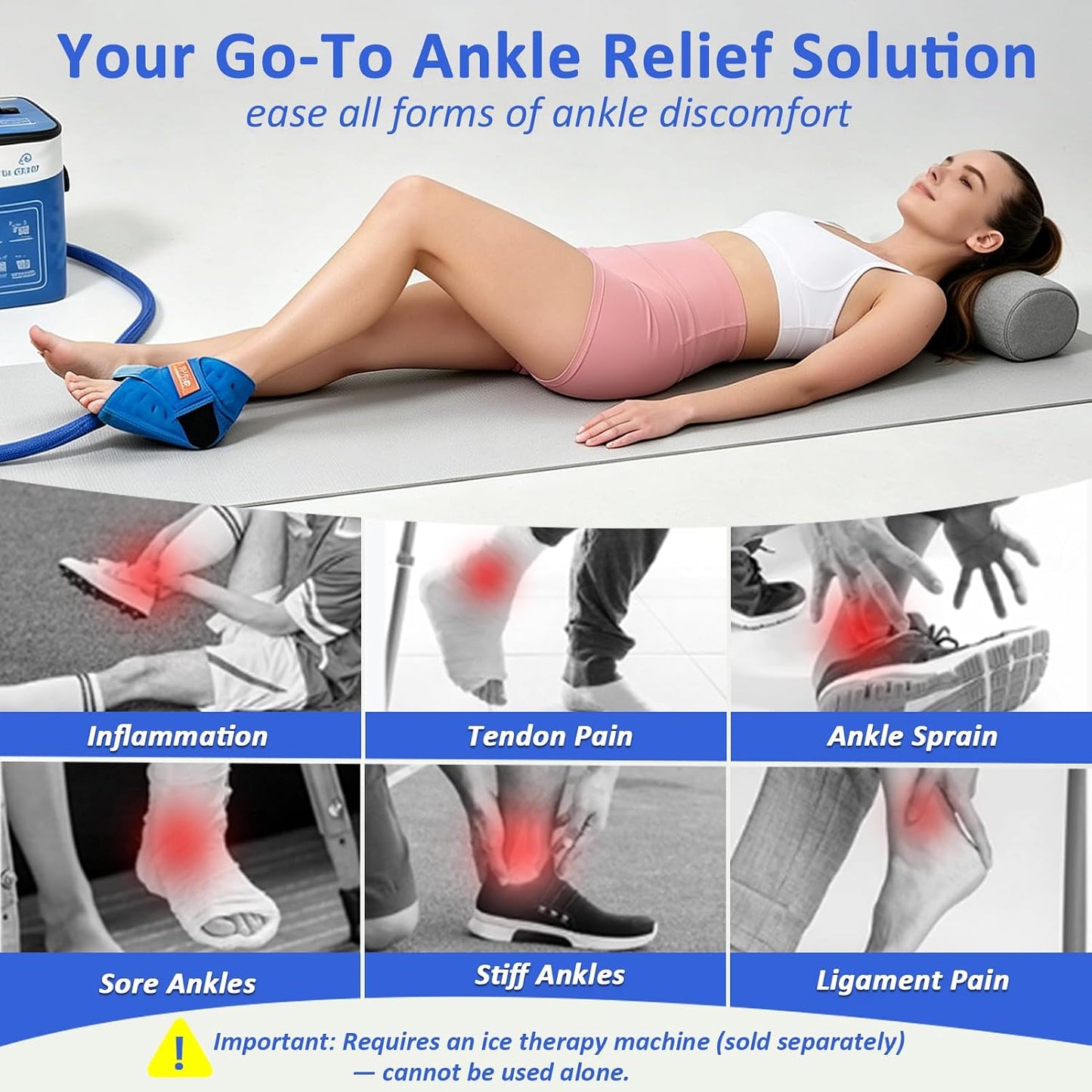 Ankle Foot Ice Pack Wrap for Cold Therapy Machine, Replacement Pad Only for Cryotherapy Unit, Cold Water Therapy for Plantar Fasciitis Relief, Post-Surgery & Injury Recovery - Universal Connector