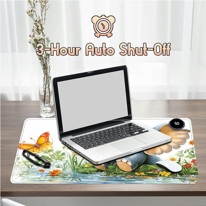 Heated Desk Pad Heated Large Mouse Pad, Electric Quickly Warm Desk Mat with 3 Levels Heating 3 Hours Auto Shut-Off, 31.5" x 13" Warm Gaming Mousepad Hand Foot Warmer, Baby Elephant