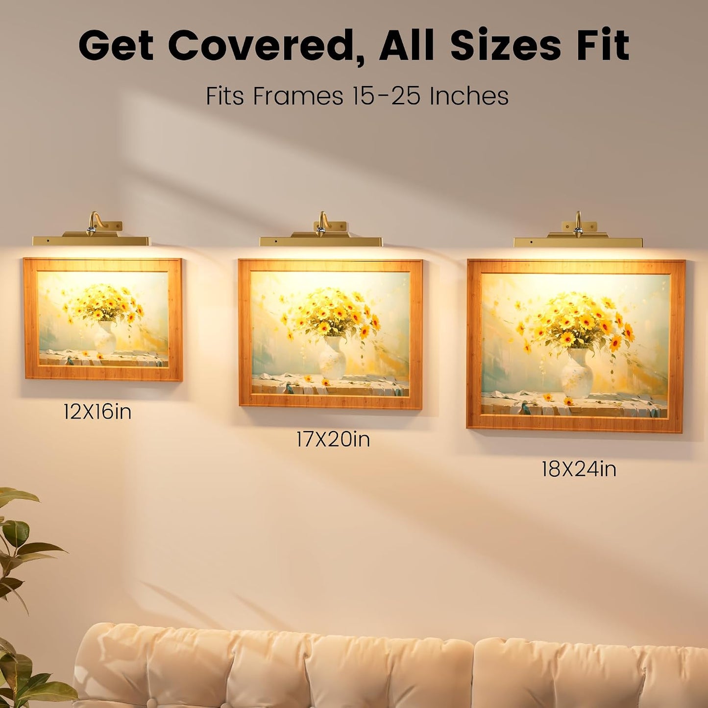 Picture Light for Wall, 12" Rechargeable Wireless Battery Operated Painting Lighting, Dimmable LED with Remote 3CCT for Wall Art Gallery Display (Black)
