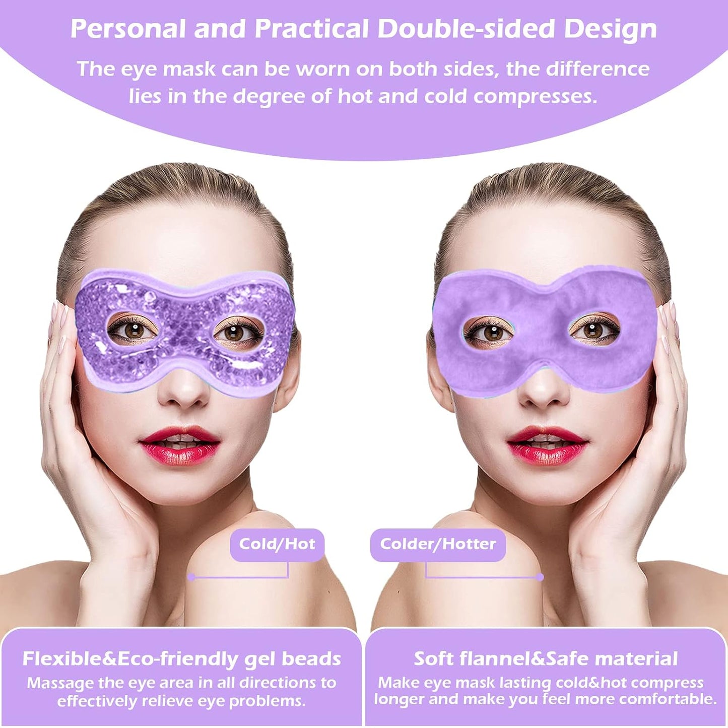 Cooling Eye Mask with Gel Bead 2 Pack Gel Eye Mask Cold Eye Mask for Relaxtion,Puffy Eyes Reusable Cold & Warm Compress for Puffiness,Dry Eyes,Headaches,Migraines,Stress Relief,Post Surgery